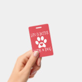 犬がいれば人生はもっと楽しい - 犬好きな人へ バッジ (手持ち)
