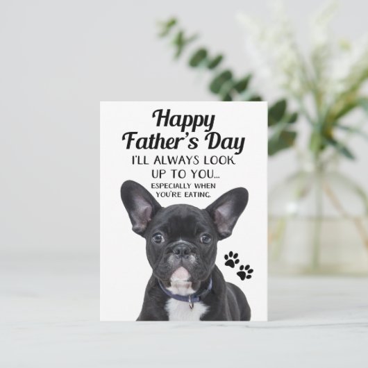 犬がお父さん達にいつも憧れるはがき ポストカード (スタンド正面)