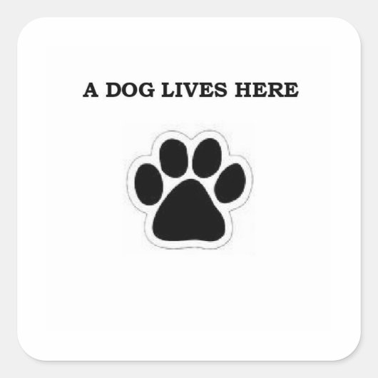 犬がここに住んでいる スクエアシール (正面)