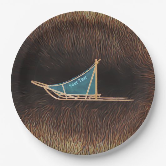 犬がカリブーの毛皮を背負った ペーパープレート (正面)