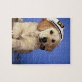 犬がキャップを着用し、煙管を保持 ジグソーパズル (横)