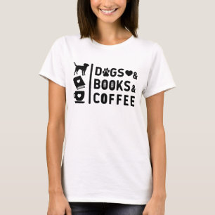 犬がコーヒーを本に! Tシャツ