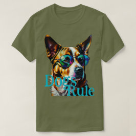 犬がサングラスで犬を支配 Tシャツ
