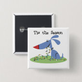 犬がシーズンホリデーTシャツとギフト 缶バッジ (正面&裏面)