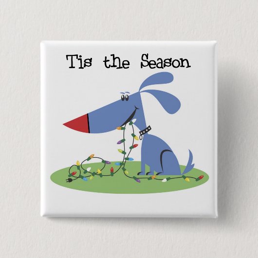 犬がシーズンホリデーTシャツとギフト 缶バッジ (正面)