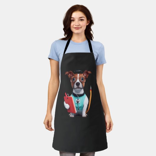 犬がナースとして働く，犬を着てナース制服 エプロン (着用した状態)