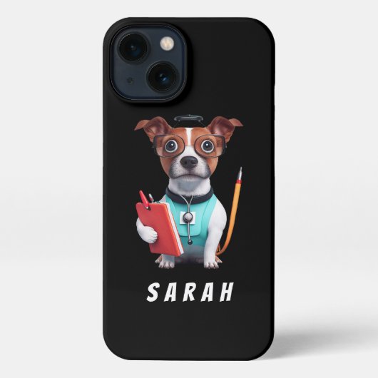 犬がナースとして働く，犬を着てナース制服 iPhoneケース (裏面)