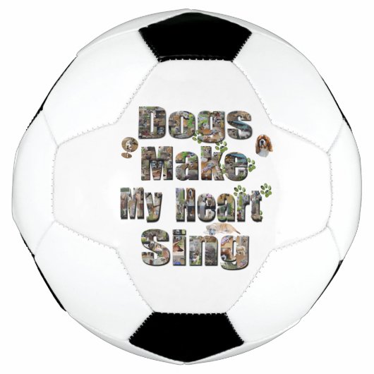 犬がハートを歌う写真のロゴ サッカーボール (正面)