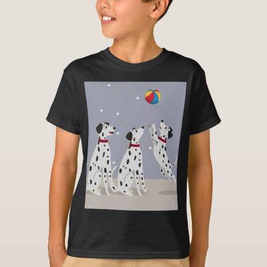 犬がバレーボールをプレイ Tシャツ (正面)