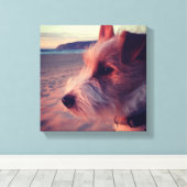 犬がビーチ キャンバスプリント (インサイチュ (ウッドフロア))