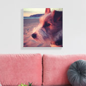 犬がビーチ キャンバスプリント (インサイチュ (リビング))