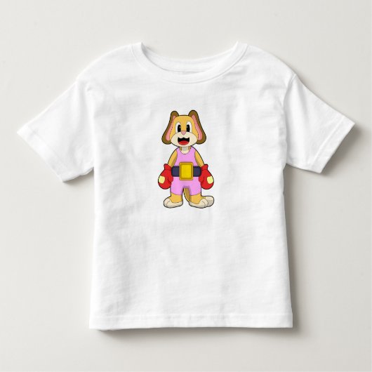 犬がボクシングでボクシング手袋 トドラーTシャツ (正面)