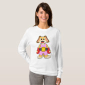 犬がボクシングでボクシング手袋 Tシャツ (正面フル)
