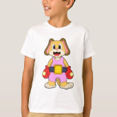 犬がボクシングでボクシング手袋 Tシャツ (正面)