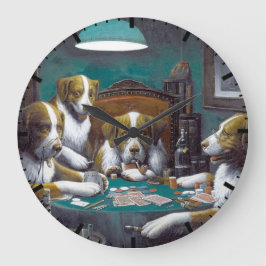 犬がポーカーをする キャシアス・マーセラス・クーリッジ 1894 ラージ壁時計
