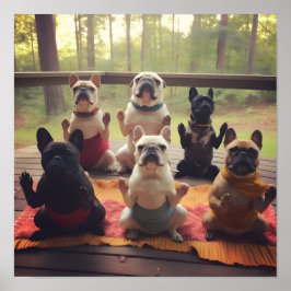 犬がヨガデジタルプリント ポスター