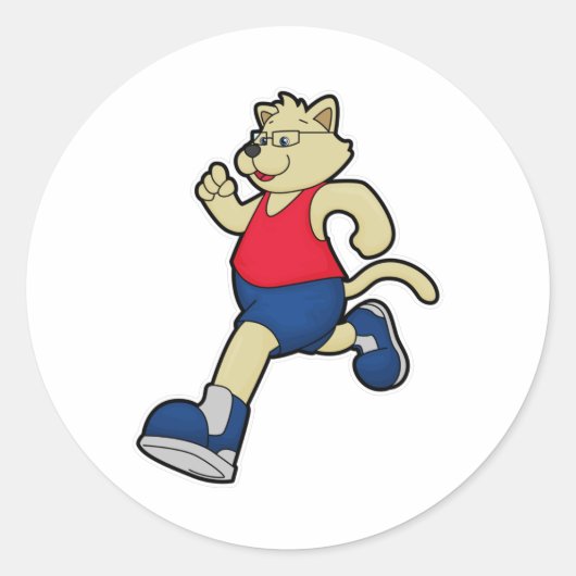 犬がランニング眼鏡で ラウンドシール (正面)