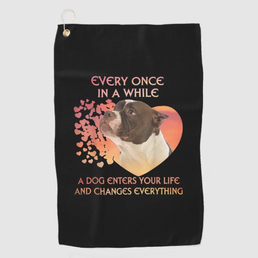 犬が一度はアメリカに入る ゴルフタオル (正面)