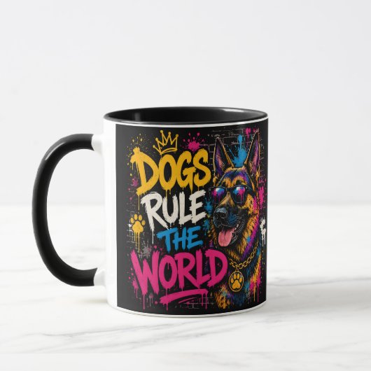 犬が世界を支配する ジャーマンシェパード マグカップ (左)