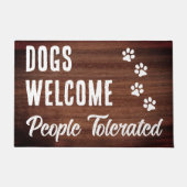 犬が人々を歓迎する耐素朴おもしろい犬 ドアマット (正面)