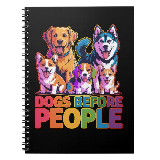 犬が人より先 Funny Dog Lover 引用 デザイン ノートブック (正面)