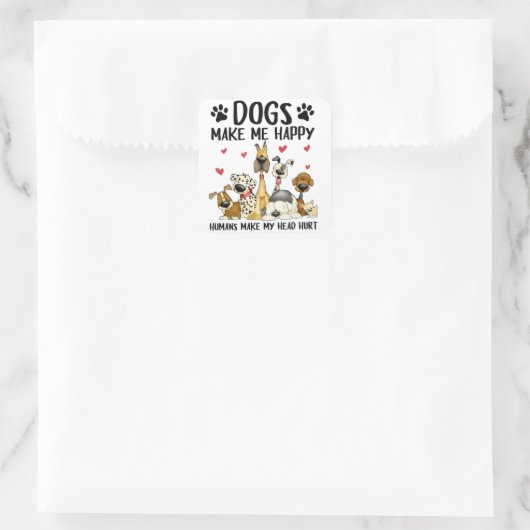 犬が人間に幸せを与えてくれる、私の頭がかわいいD スクエアシール (バッグ)