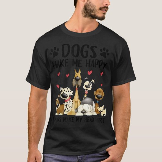 犬が人間を幸せにする頭が可愛いD Tシャツ (正面)