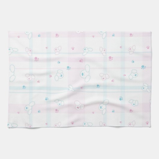 犬が付いているかわいいパターン キッチンタオル (横)