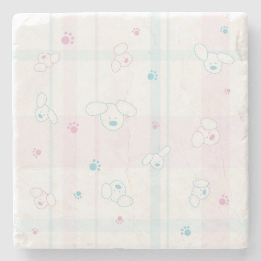 犬が付いているかわいいパターン ストーンコースター (正面)