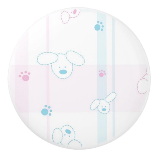 犬が付いているかわいいパターン セラミックノブ (正面)