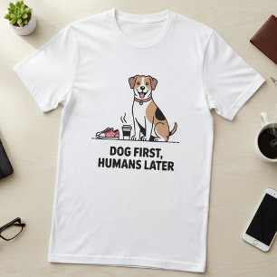 犬が先、人は後で - かわいいビーグルイラスト Tシャツ