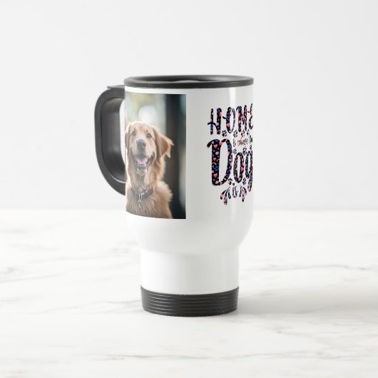 犬が写真コラージュをしている家 トラベルマグ (正面左)