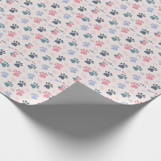 犬が動物のかわいいペットを愛する人のためのペットの足のギフト ラッピングペーパー (角)
