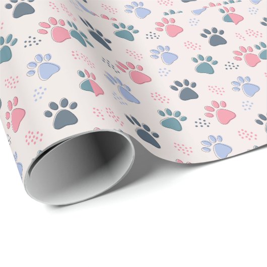 犬が動物のかわいいペットを愛する人のためのペットの足のギフト ラッピングペーパー (ロールコーナー)
