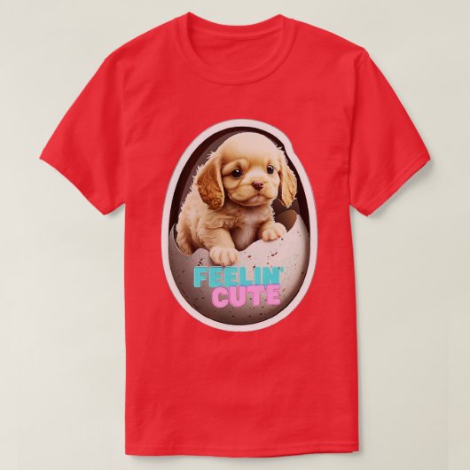 犬が卵から出る Tシャツ (デザイン正面)