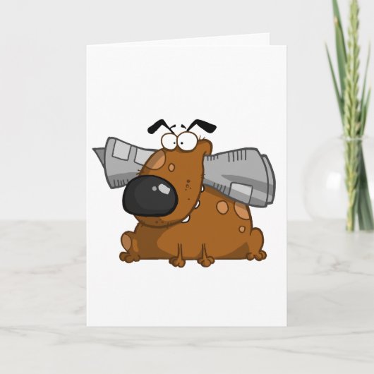 犬が口に入れて持つ新聞 カード (正面)