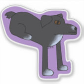 犬が変な体勢で座ってるステッカー シール (正面)