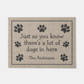 犬が多いって分かってるでしょおもしろい ドアマット (正面)
