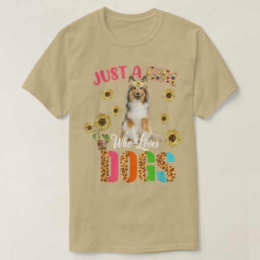 犬が大好きな女の子かわいいヒマワリ犬Fa Tシャツ (デザイン正面)