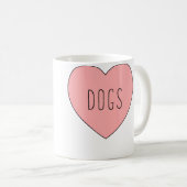 犬が大好きハート コーヒーマグカップ (正面右)