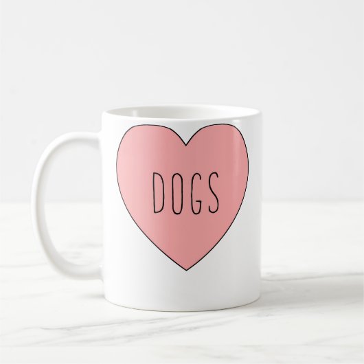 犬が大好きハート コーヒーマグカップ (左)