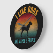 犬が好きで、3人くらいは好き  ラージ壁時計 (傾斜)