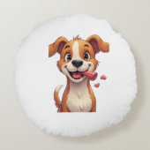 犬が微笑む枕クッション ラウンドクッション (裏面)