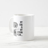 犬が授業計画 Tシャツ デザイン コーヒーマグカップ (正面左)