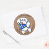 犬が来たぞ！ペットトリートラベルズタウペブラウン ラウンドシール (封筒)