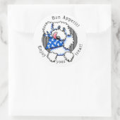 犬が来たぞ！ペットトリートラベルホワイト ラウンドシール (バッグ)