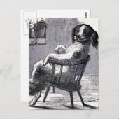 「犬が椅子に座る」イラストレーション ポストカード (正面/裏面)