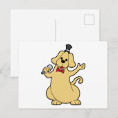 犬が歌手でマイクを持ってる ポストカード (正面/裏面)