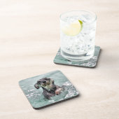 犬が泳ぐパドルかわいい犬 コースター (右側)