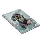 犬が泳ぐパドルかわいい犬 ノートブック (右側)